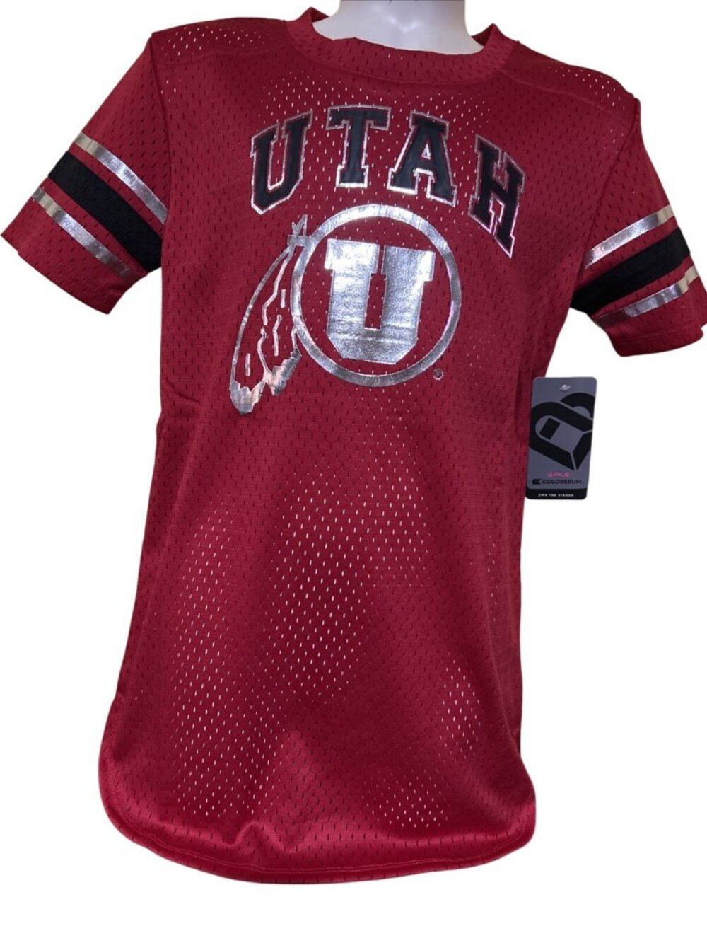 NEW Utah Utes Colosseum Athletics Red Mesh Football Jersey Shirt Dress Girls M